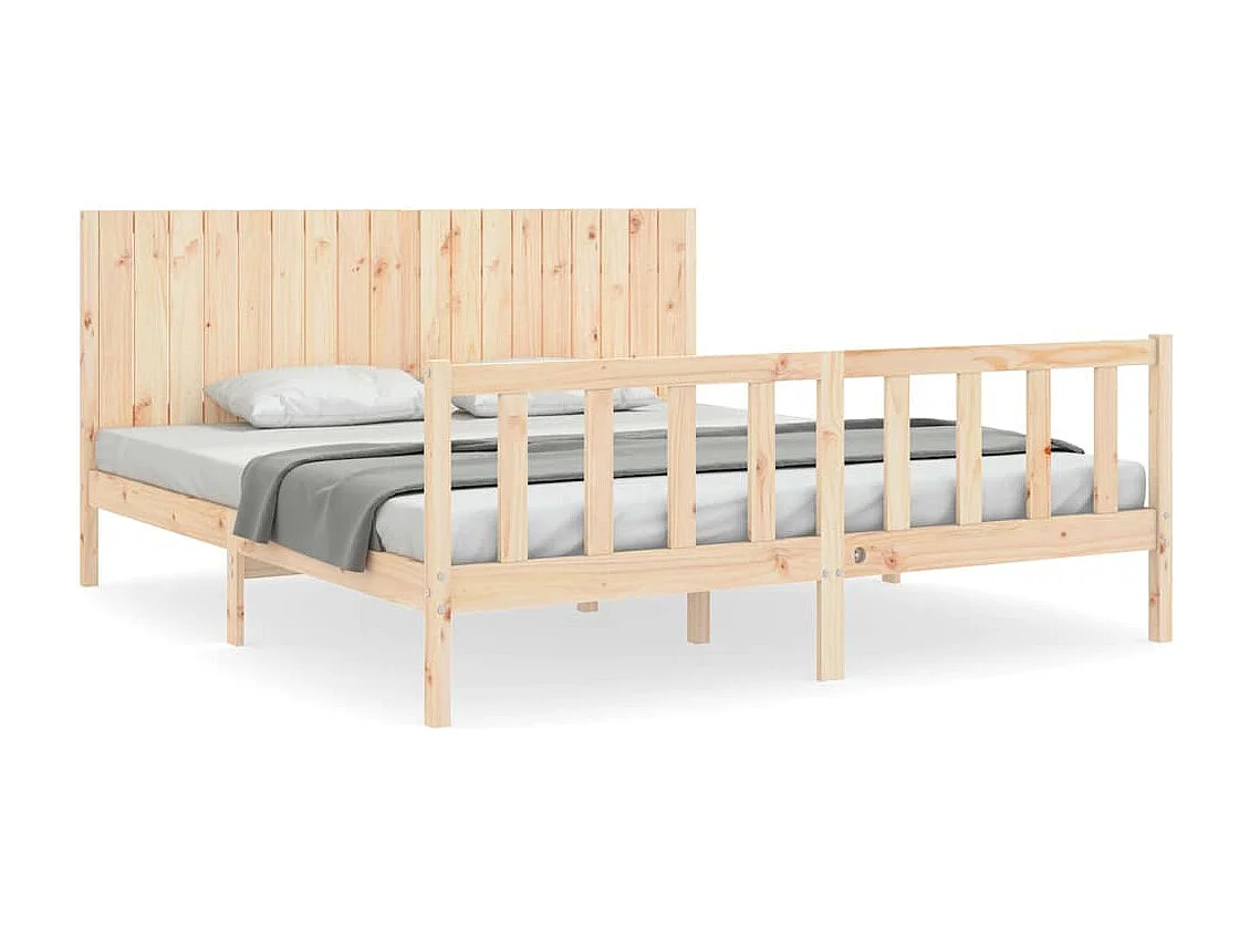 Bedframe met hoofdbord massief hout