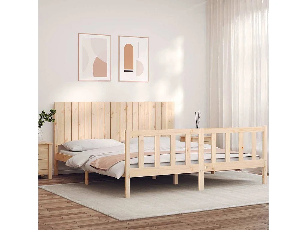 Bedframe met hoofdbord massief hout