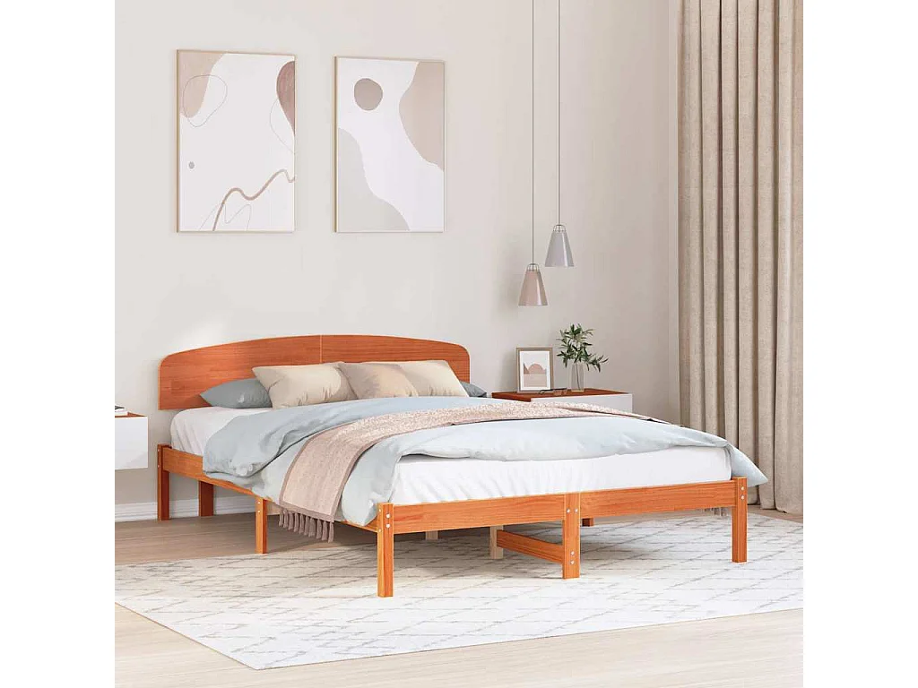 Bettrahmen Wachsbraun 160 x 200 cm Massives Kiefernholz