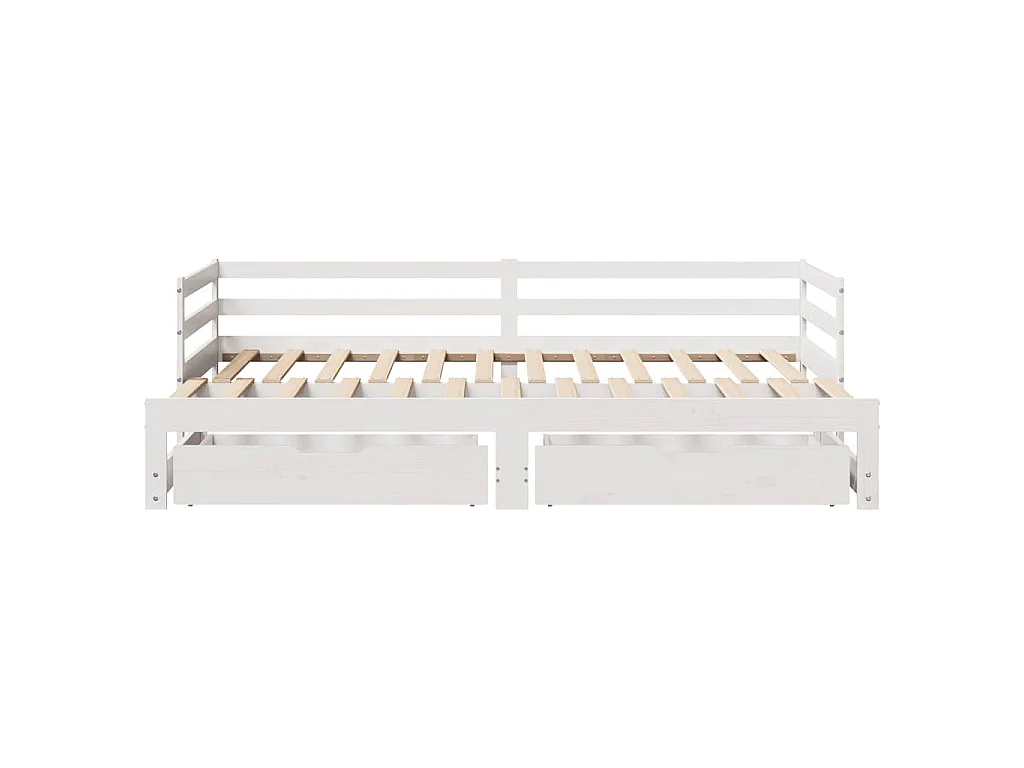 Tagesbett Ausziehbar mit Schubladen ohne Matratze Weiß 80x200cm