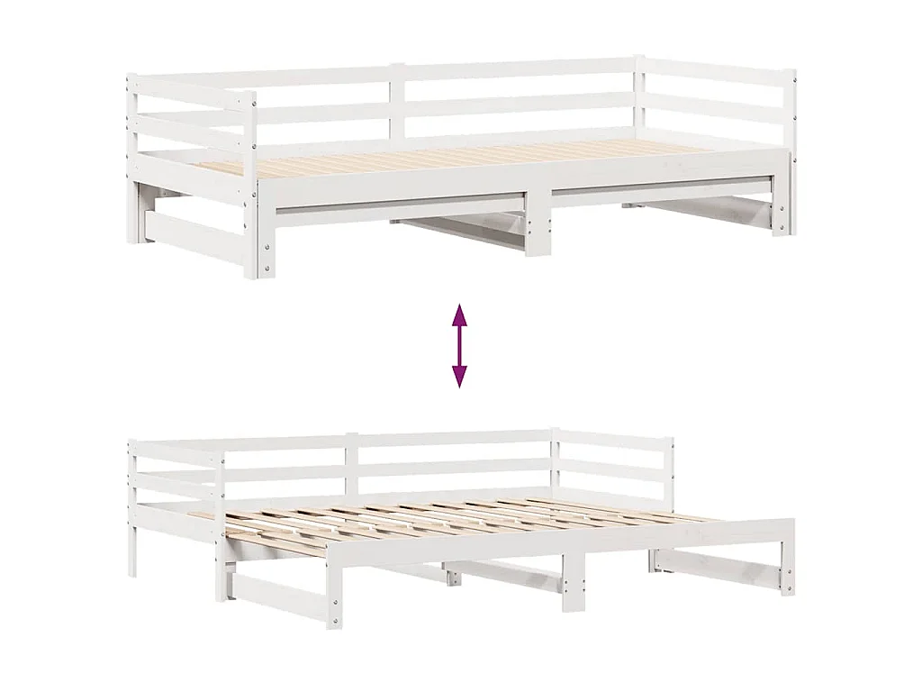Tagesbett Ausziehbar mit Schubladen ohne Matratze Weiß 80x200cm