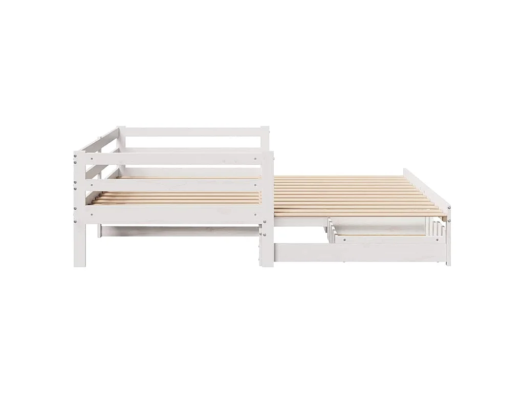 Tagesbett Ausziehbar mit Schubladen ohne Matratze Weiß 80x200cm