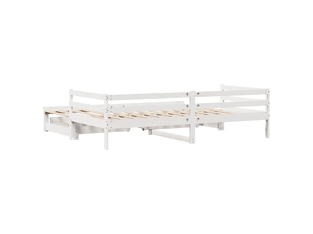 Tagesbett Ausziehbar mit Schubladen ohne Matratze Weiß 80x200cm