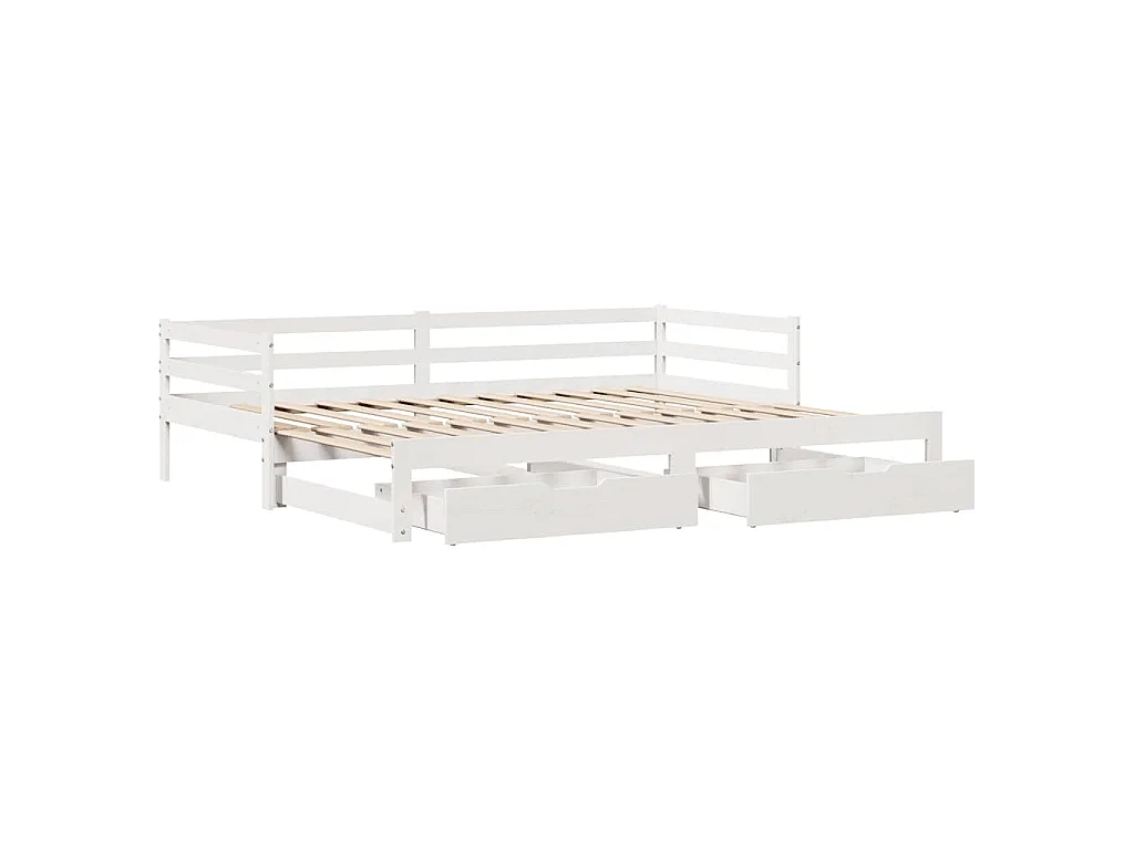 Tagesbett Ausziehbar mit Schubladen ohne Matratze Weiß 80x200cm