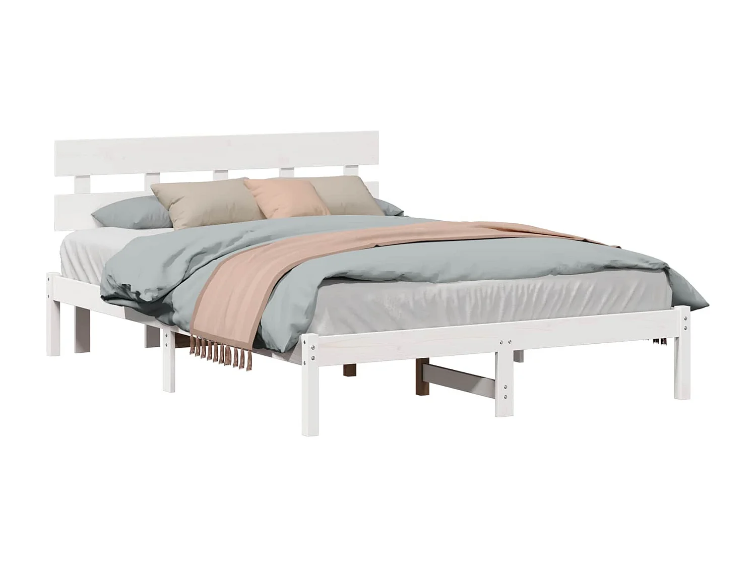 Cadre de lit Blanc 160 x 200 cm Bois de pin massif