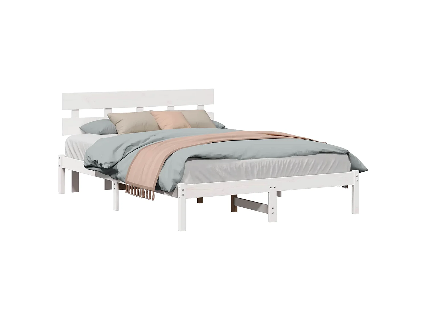 Bettgestell mit Kopfteil Weiß 160 x 200 cm Massivholz Kiefer