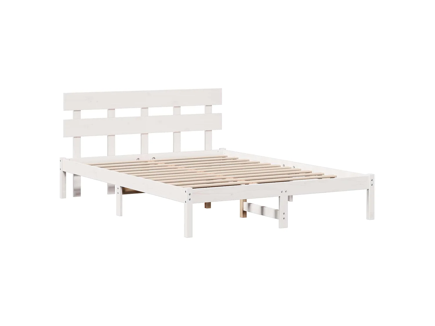 Bettgestell mit Kopfteil Weiß 160 x 200 cm Massivholz Kiefer