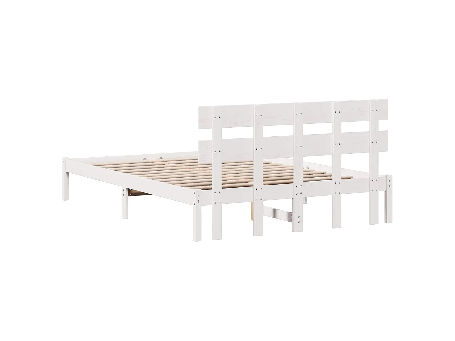 Bettgestell mit Kopfteil Weiß 160 x 200 cm Massivholz Kiefer