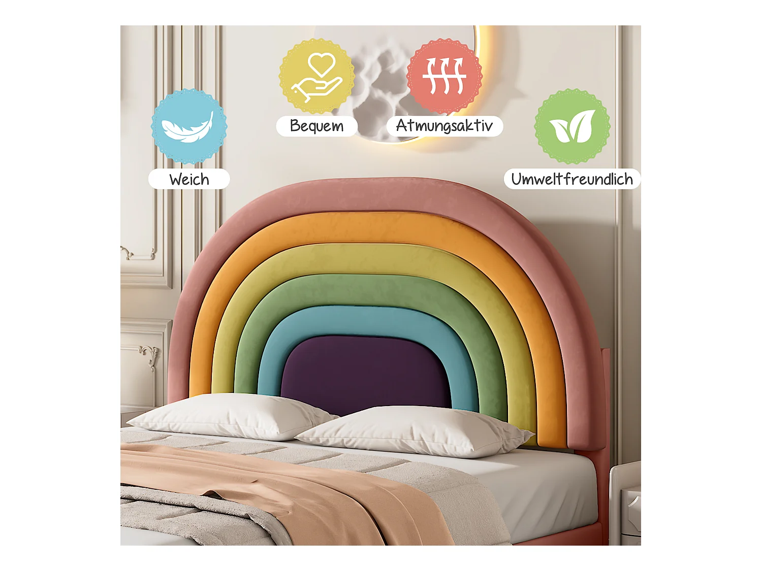 Cama de veludo rosa 140x200 cm com cabeceira ajustável e estrado de ripas, adulto e adolescente