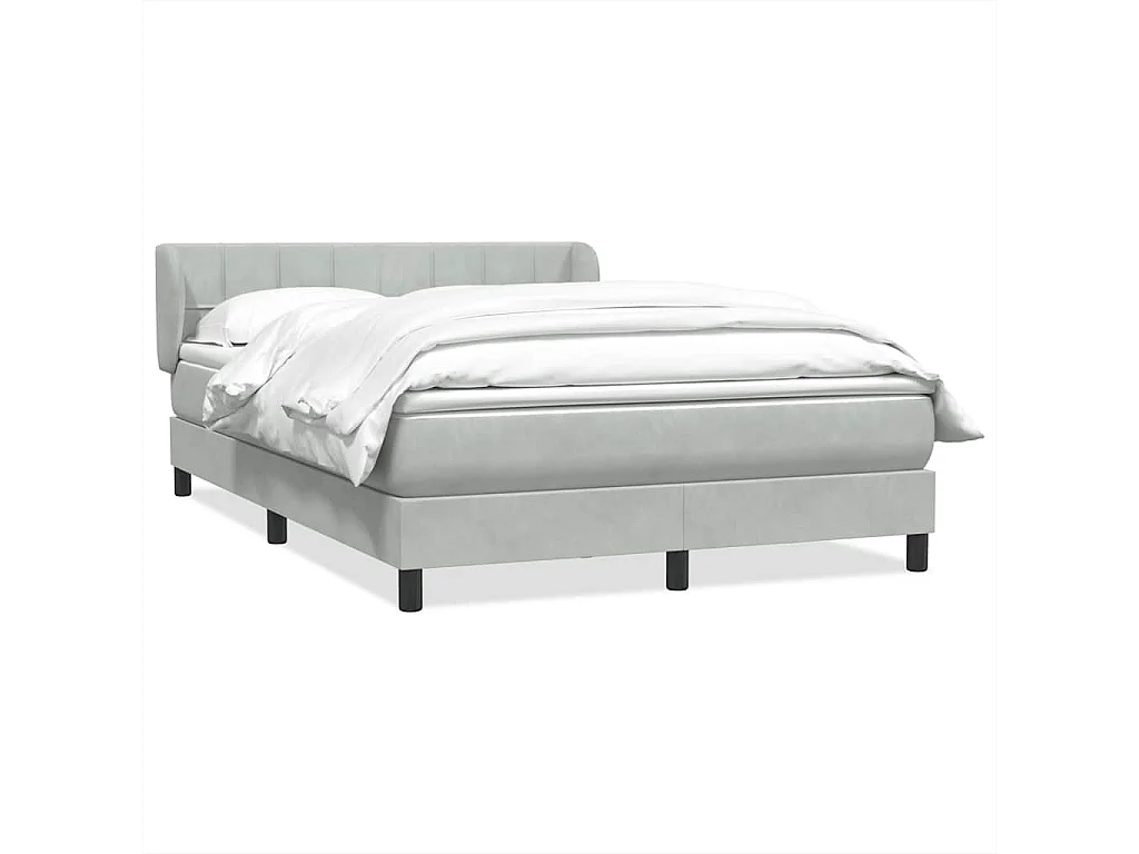 Giroletto a Molle con Materasso Grigio Chiaro 140x210cm Velluto