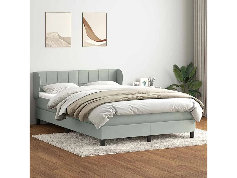 Giroletto a Molle con Materasso Grigio Chiaro 140x210cm Velluto