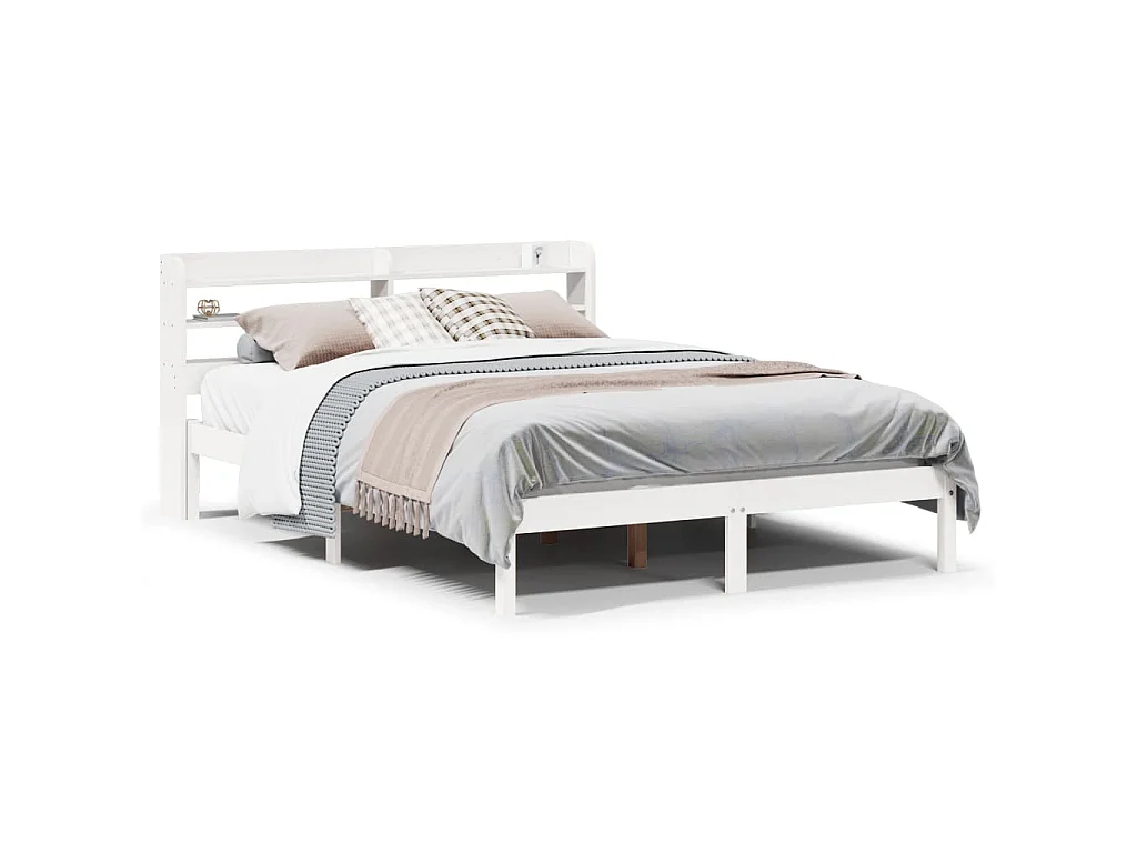 Cadre de lit sans matelas blanc 150x200 cm bois de pin massif