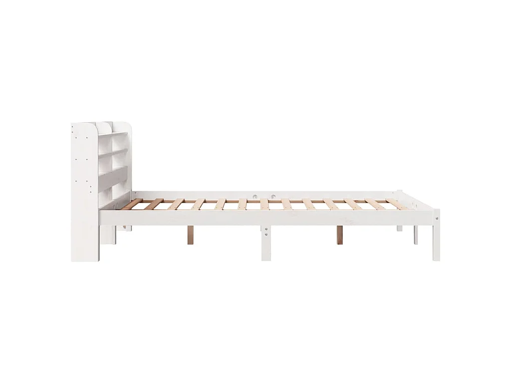 Cadre de lit sans matelas blanc 150x200 cm bois de pin massif