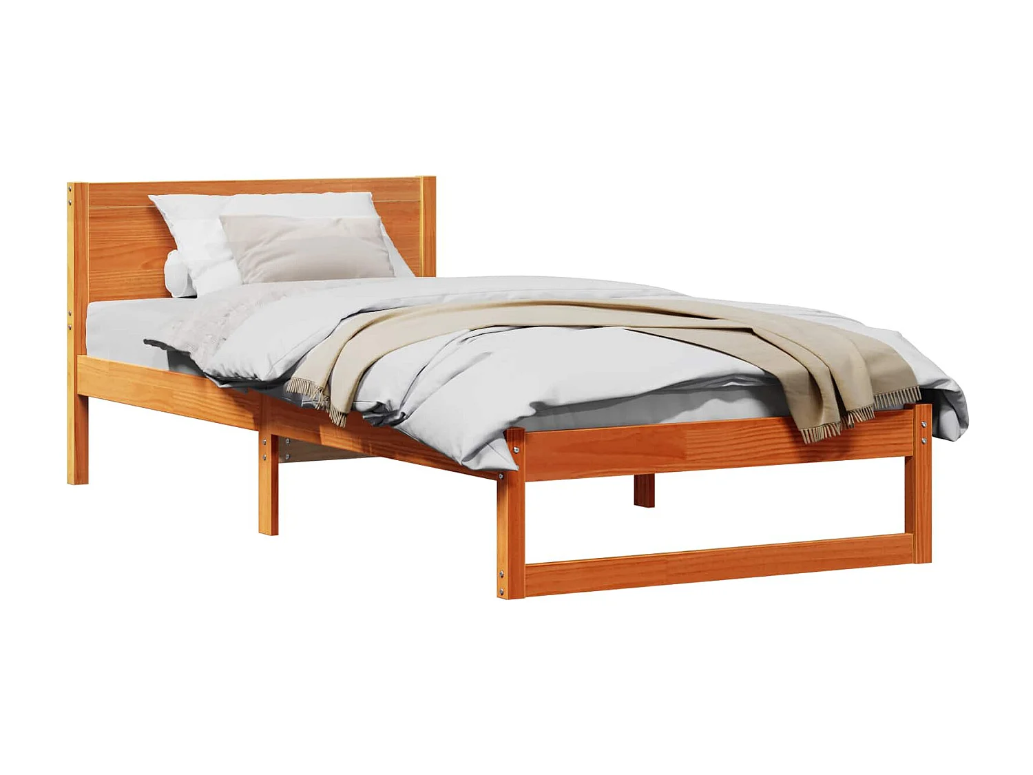 Bettrahmen Wachsbraun 90 x 200 cm Massives Kiefernholz