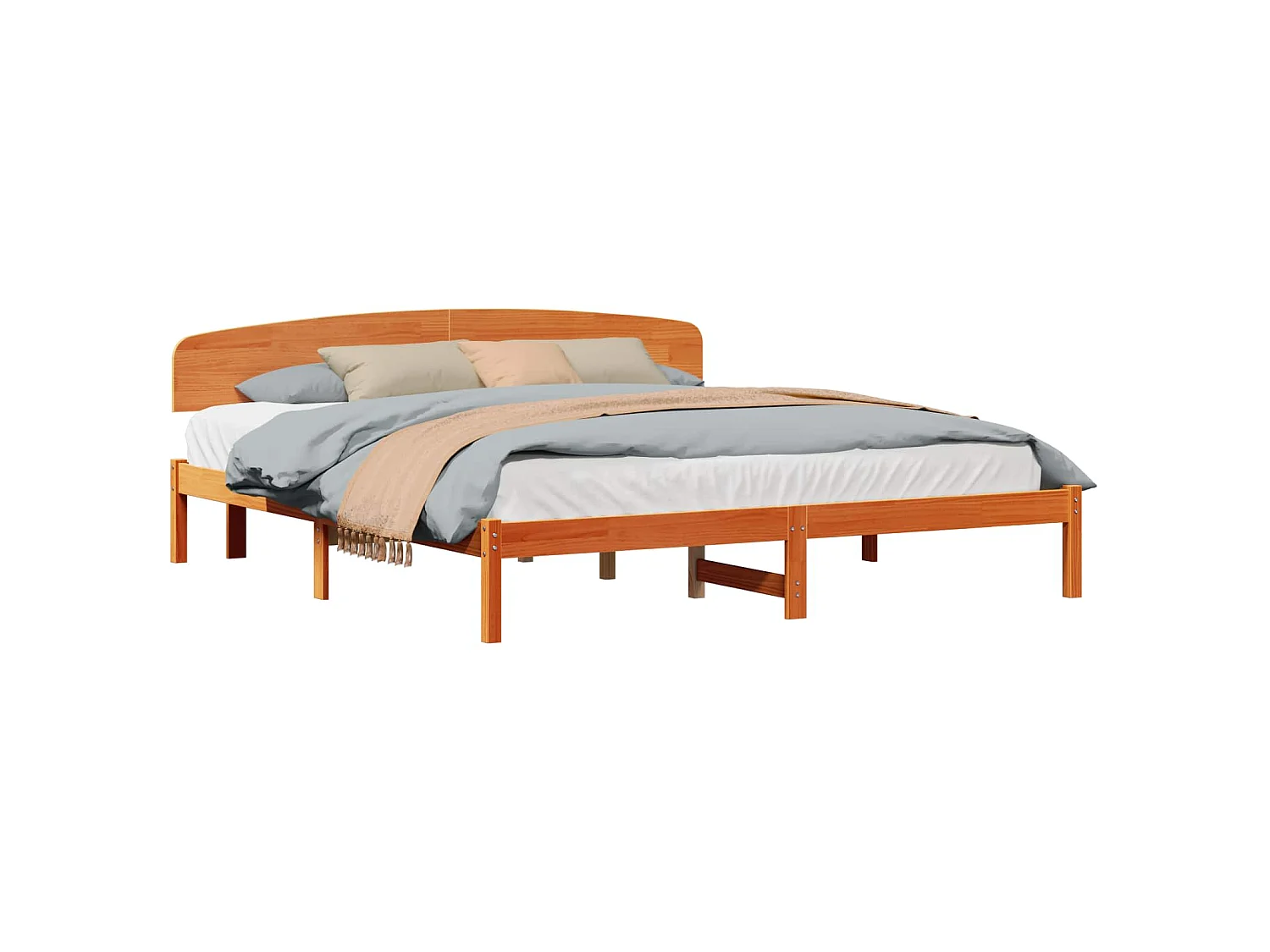 Estructura de cama con cabecera Marrón cera 180 x 200 cm