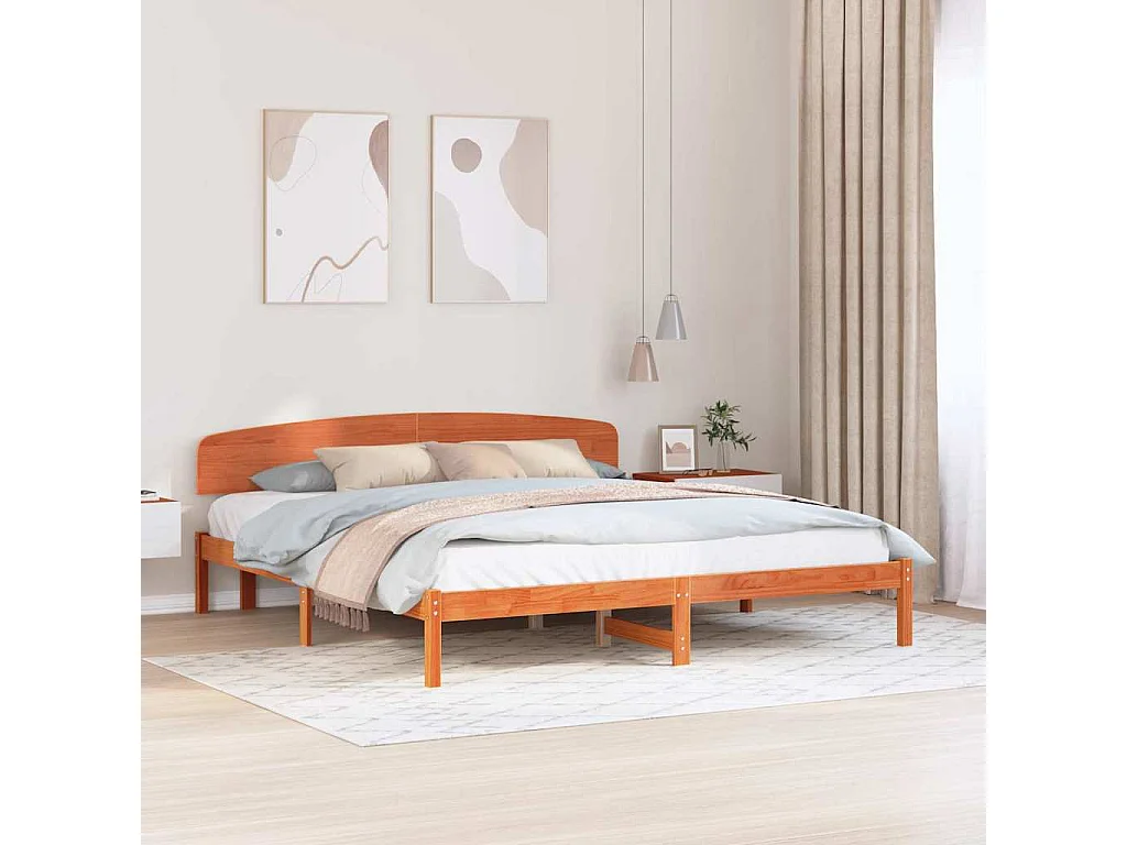 Estructura de cama con cabecera Marrón cera 180 x 200 cm