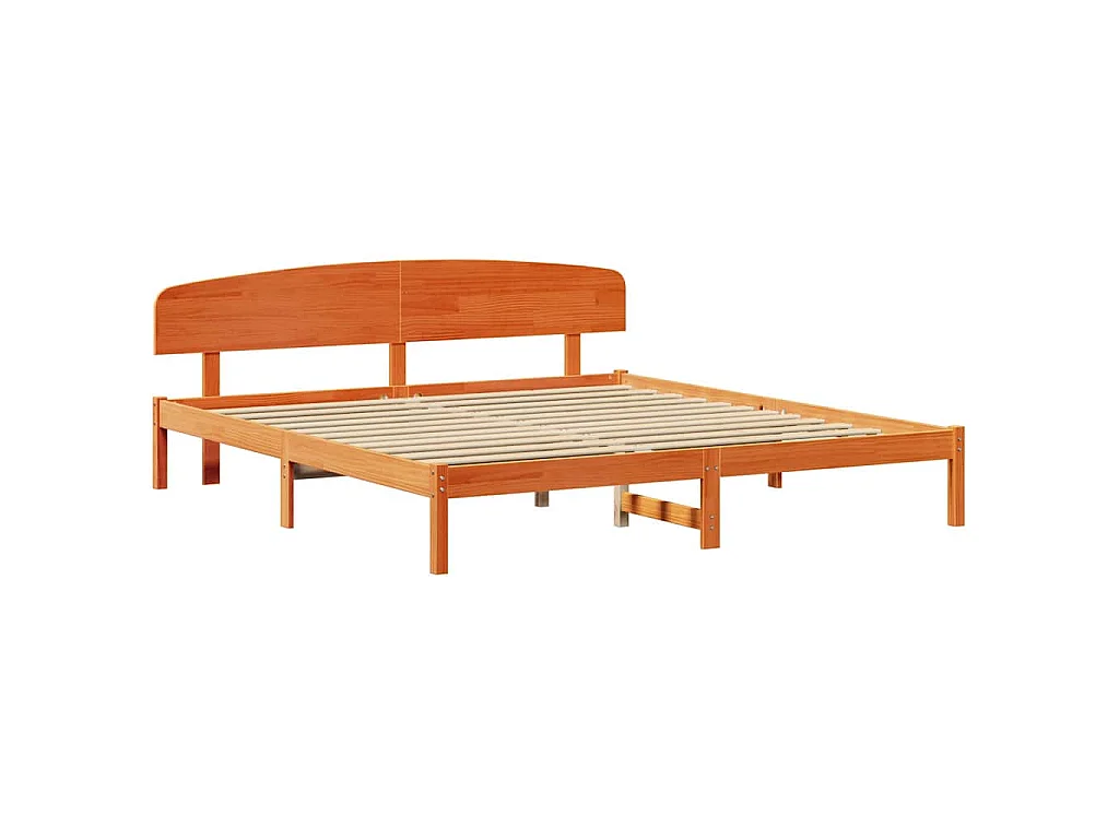 Estructura de cama con cabecera Marrón cera 180 x 200 cm