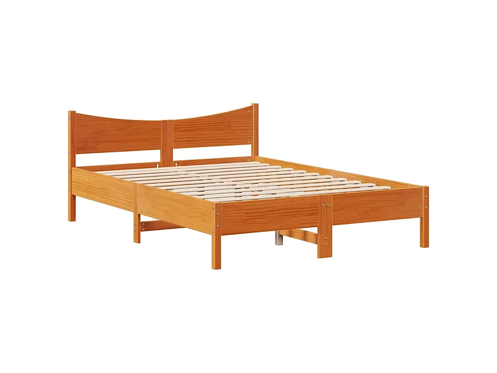Cadre de lit avec tiroirs cire marron 160x200cm bois massif pin