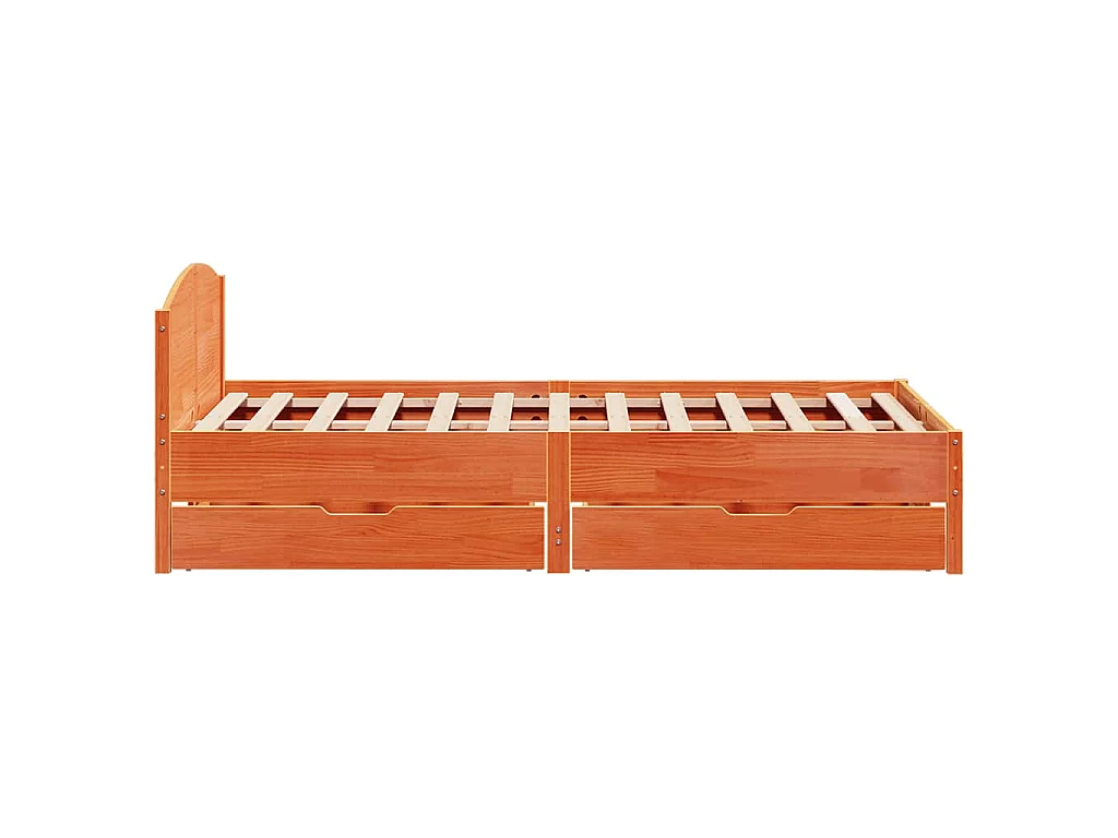 Cama sin colchón madera maciza de pino marrón cera 140x200 cm
