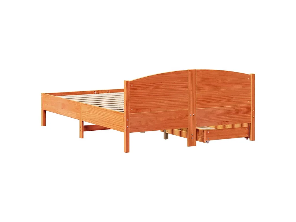 Cama sin colchón madera maciza de pino marrón cera 140x200 cm