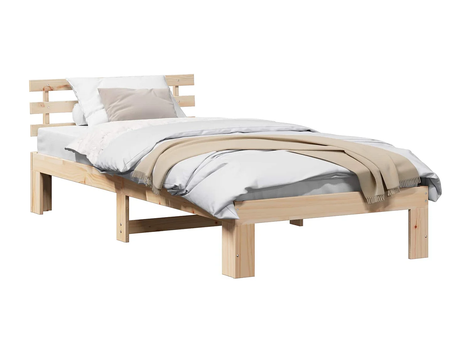 Estructura de cama Natural 75 x 190 cm Madera de pino macizo