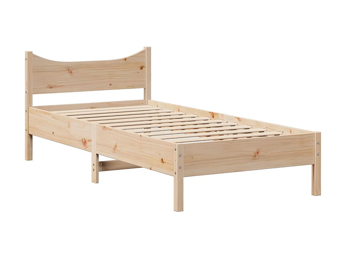 Giroletto con Testiera 90x200 cm in Legno Massello di Pino