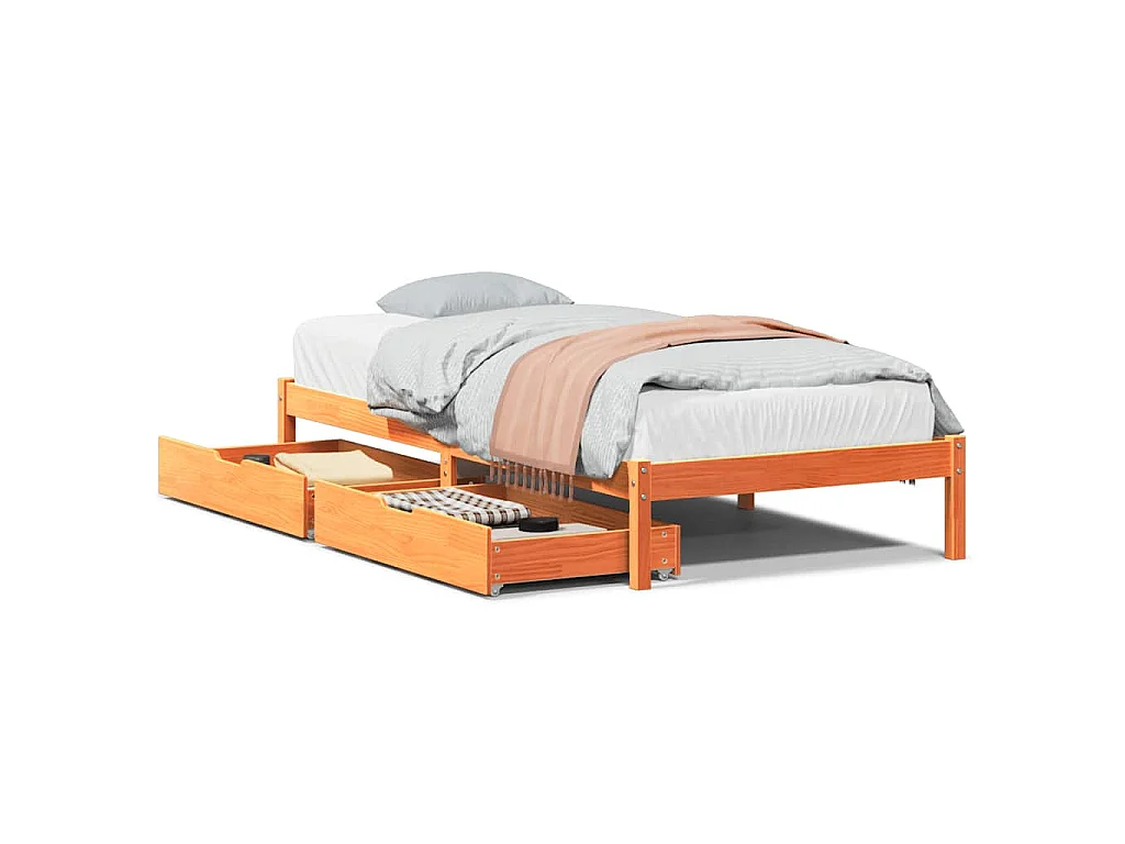 Bedframe zonder matras massief grenenhout wasbruin 100x200 cm