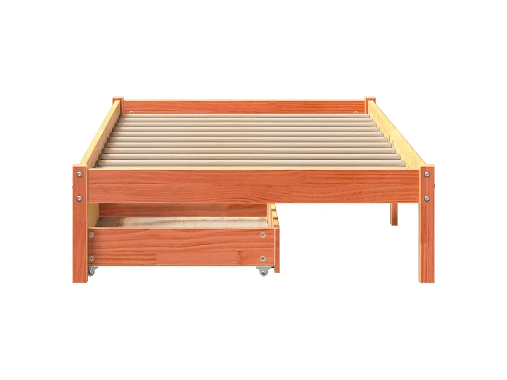 Bedframe zonder matras massief grenenhout wasbruin 100x200 cm