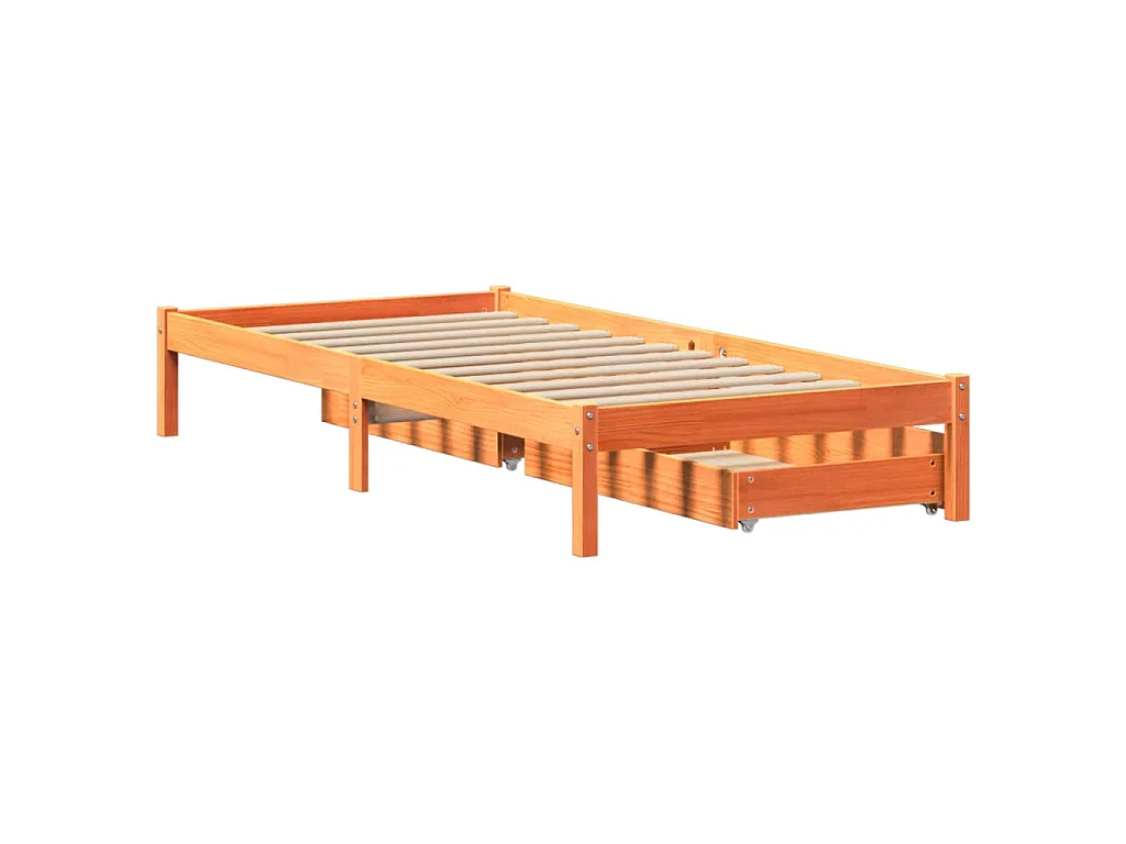 Bedframe zonder matras massief grenenhout wasbruin 100x200 cm