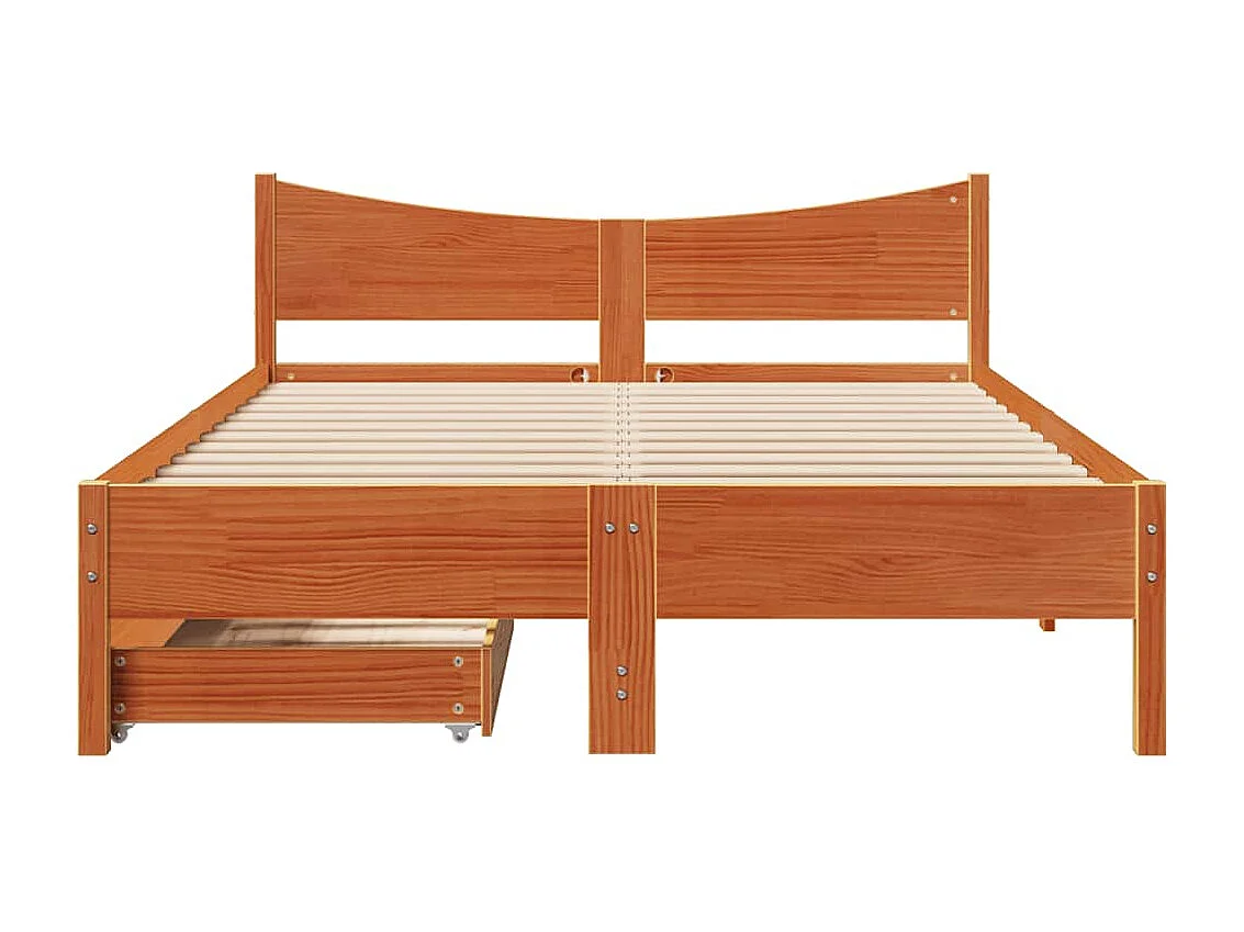 Cadre de lit avec tiroirs cire marron 140x200cm bois pin massif