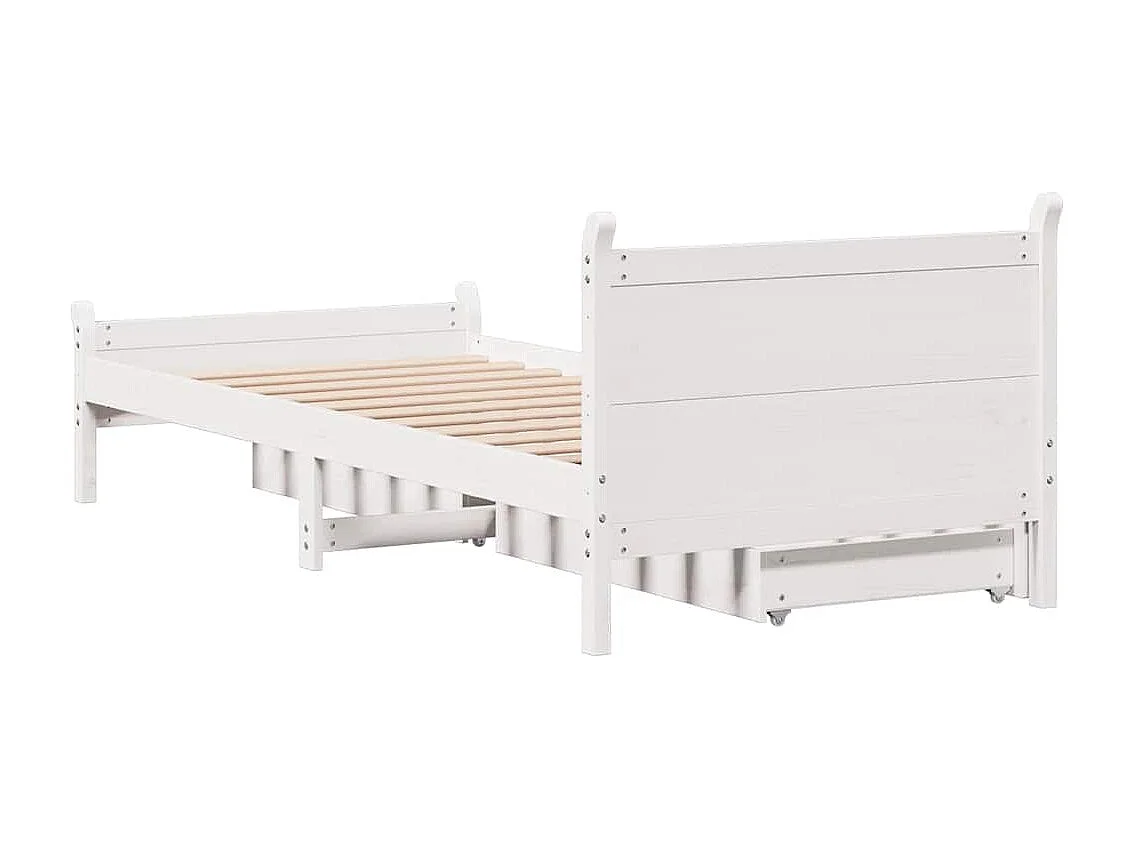 Letto senza Materasso Bianco 90x190 cm in Legno Massello Pino