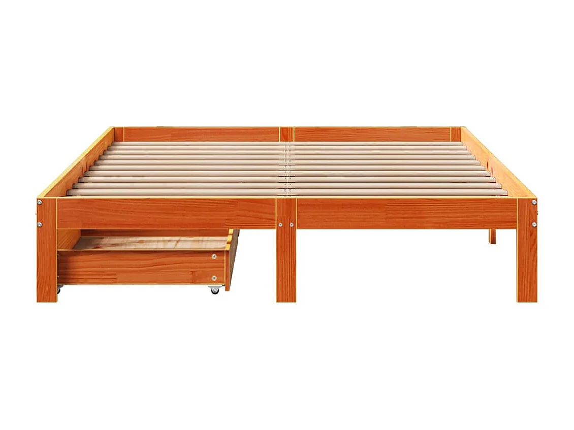 Estrutura cama c/ gavetas 135x190 cm pinho maciço castanho-mel