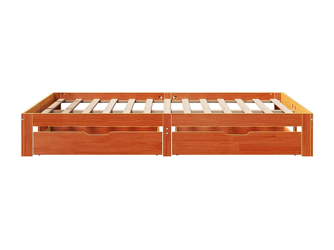 Estrutura cama c/ gavetas 135x190 cm pinho maciço castanho-mel