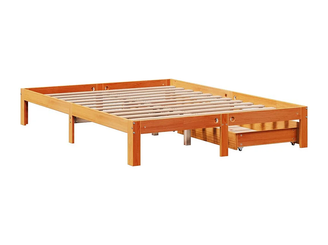 Estrutura cama c/ gavetas 135x190 cm pinho maciço castanho-mel