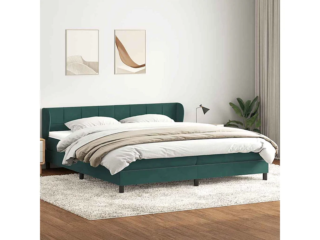 Boxspringbett mit Matratzen Dunkelgrün 180x210 cm Samt