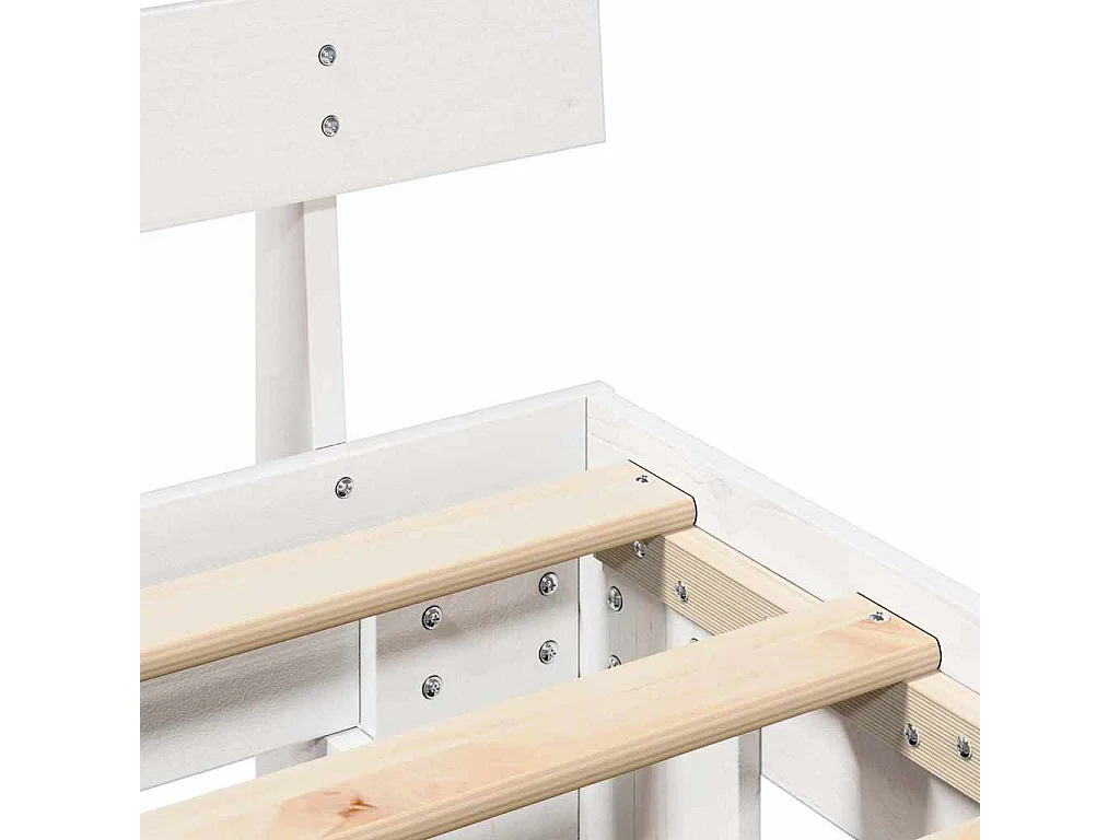 Bedframe met hoofdeinde Wit 90 x 200 cm Massief grenenhout