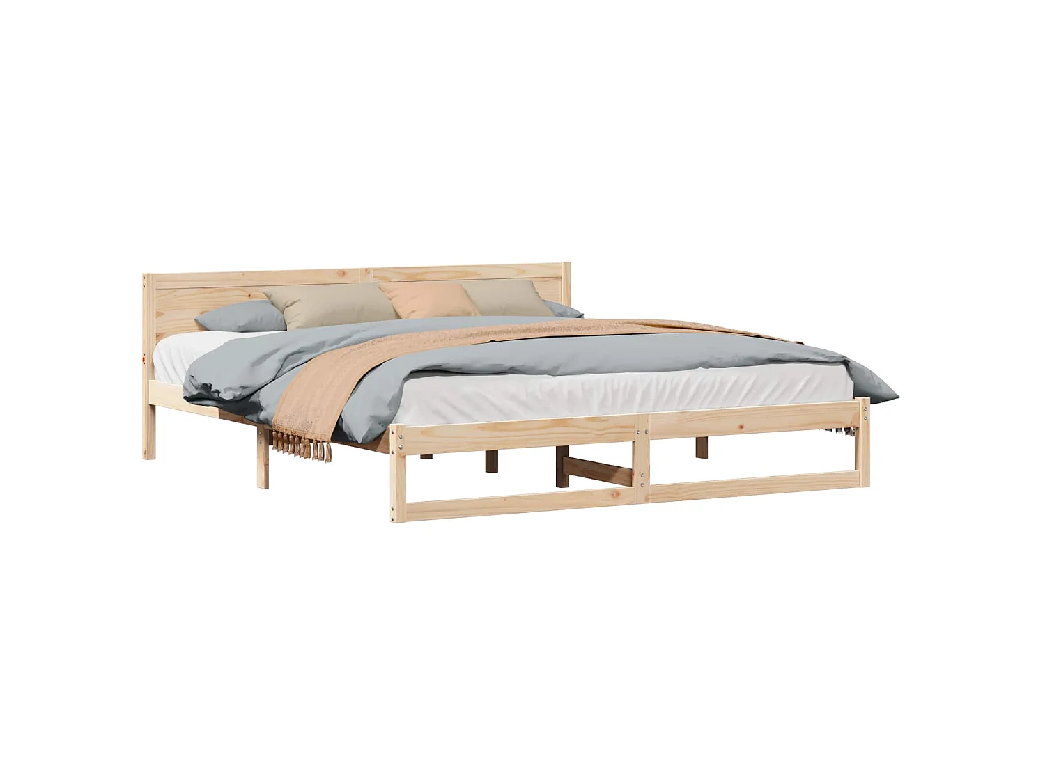Cadre de lit avec tête de lit Naturel 180 x 200 cm Pin massif