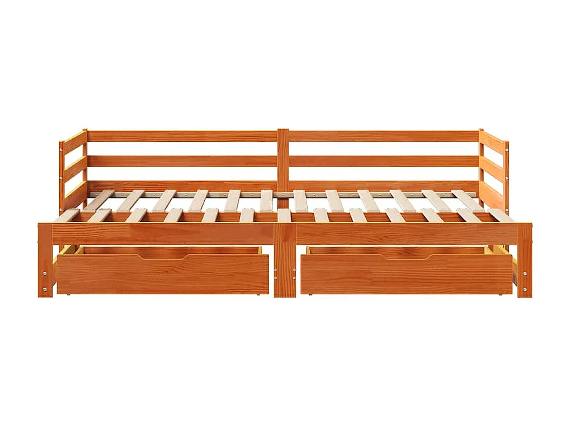 Dormeuse Letto Estraibile e Cassetti Marrone Cera 90x200cm Pino