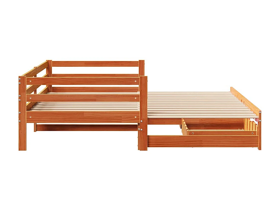 Dormeuse Letto Estraibile e Cassetti Marrone Cera 90x200cm Pino