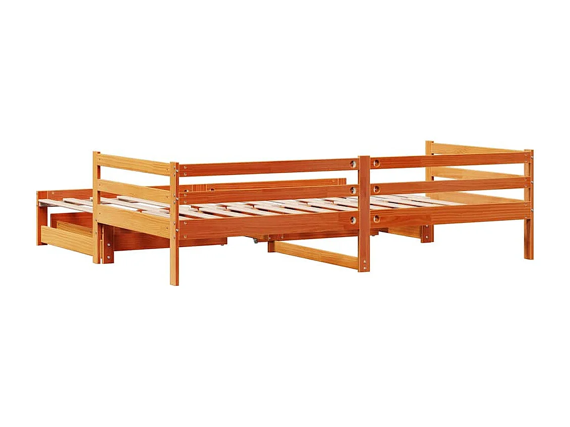 Dormeuse Letto Estraibile e Cassetti Marrone Cera 90x200cm Pino