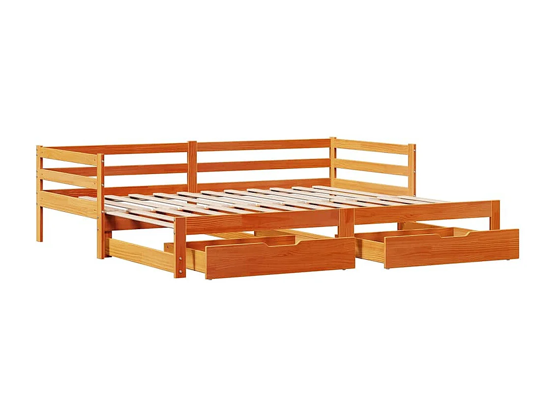 Dormeuse Letto Estraibile e Cassetti Marrone Cera 90x200cm Pino