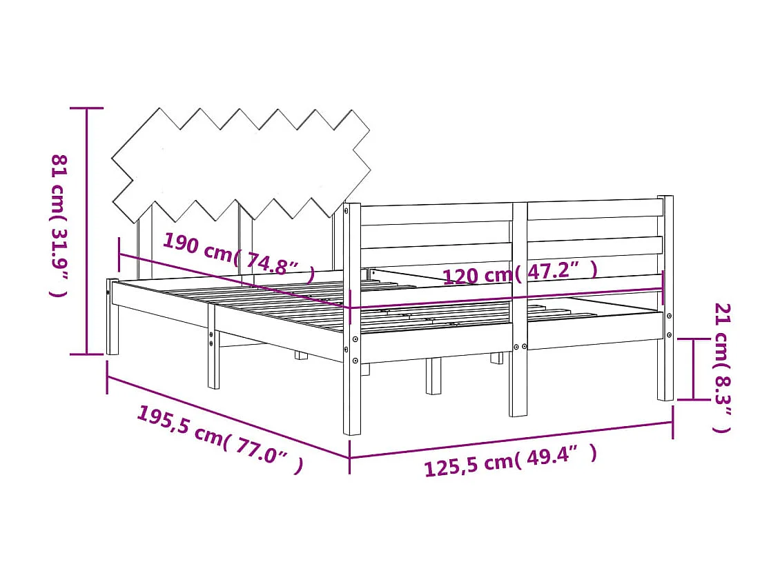 Cadre de lit sans matelas bois massif