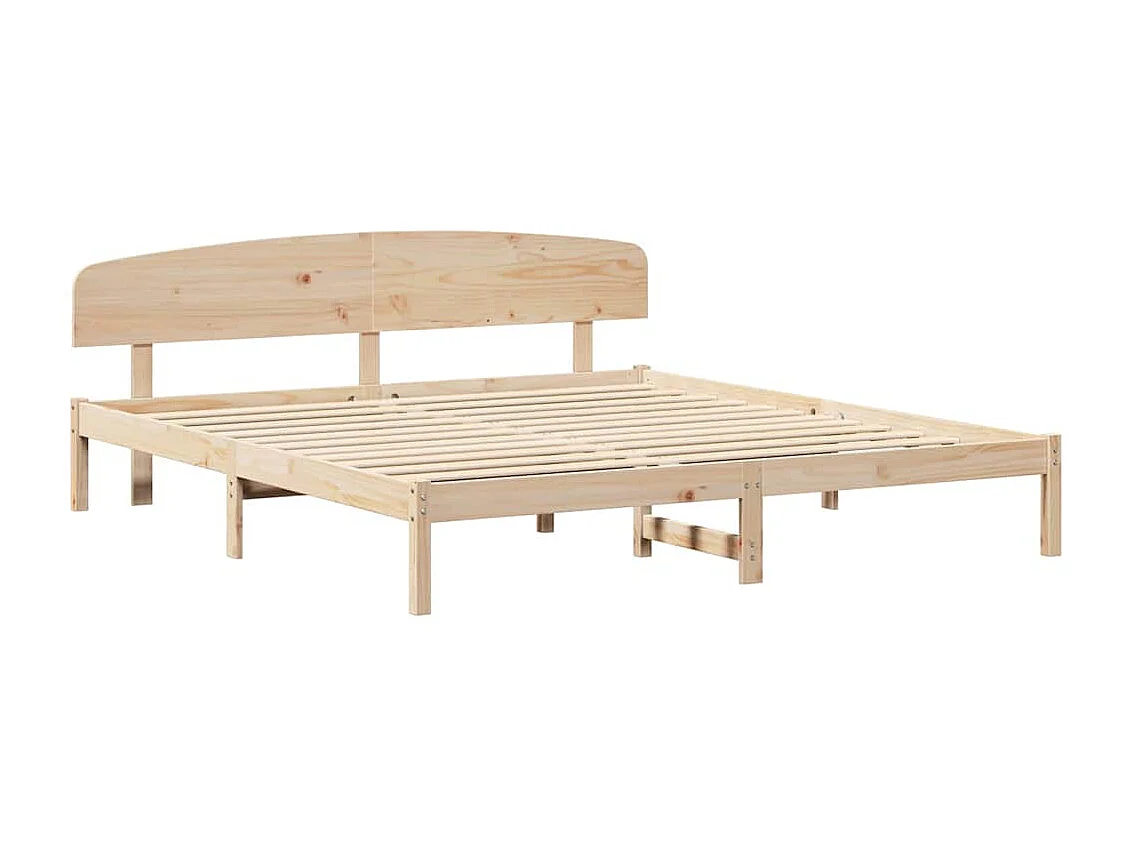 Cadre de lit avec tête de lit Naturel 180 x 200 cm Pin massif
