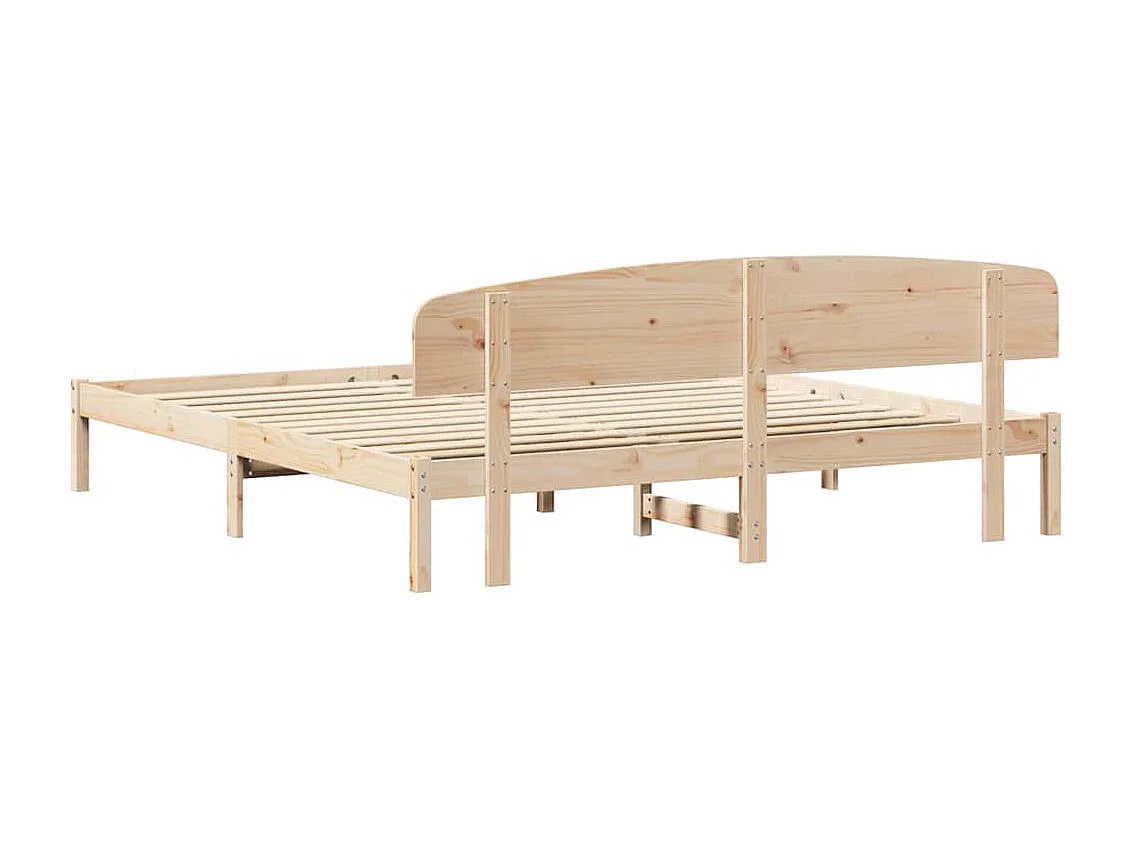 Cadre de lit avec tête de lit Naturel 180 x 200 cm Pin massif