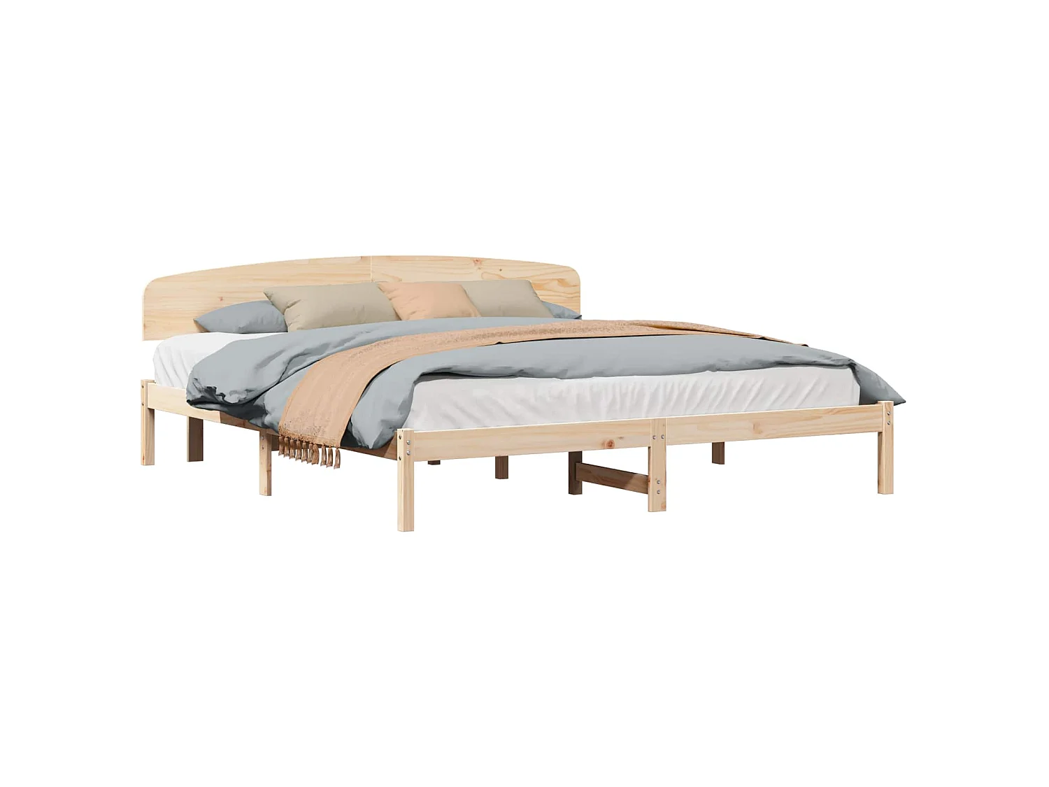 Bedframe met hoofdeinde Naturel 180 x 200 cm Massief grenenhout
