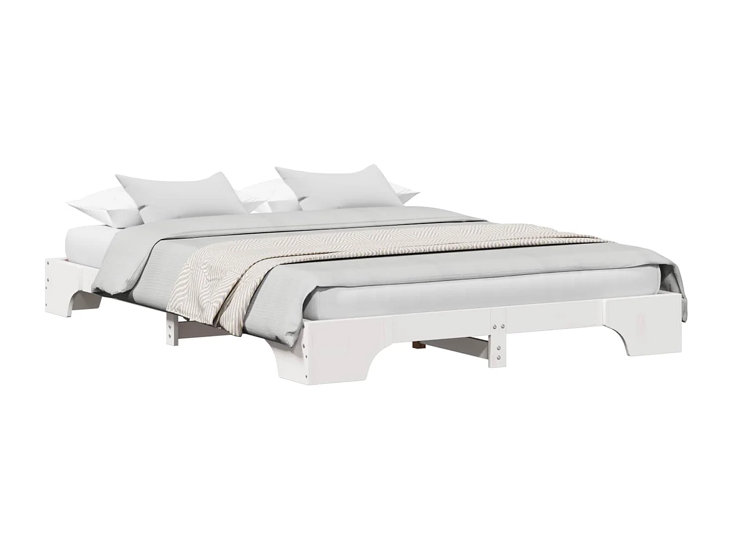 Cadre de lit Blanc 140 x 200 cm Pin massif