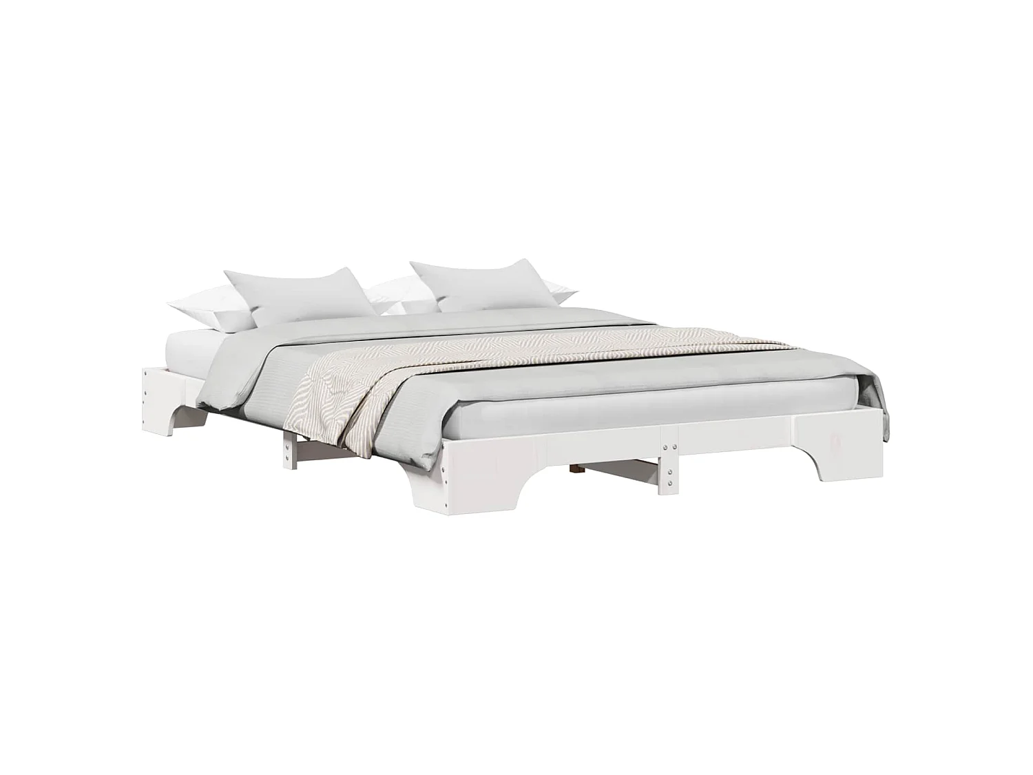 Cadre de lit Blanc 140 x 200 cm Pin massif