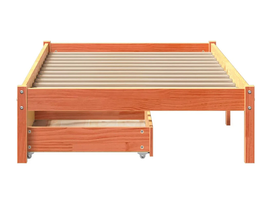 Bedframe zonder matras massief grenenhout wasbruin 90x200 cm