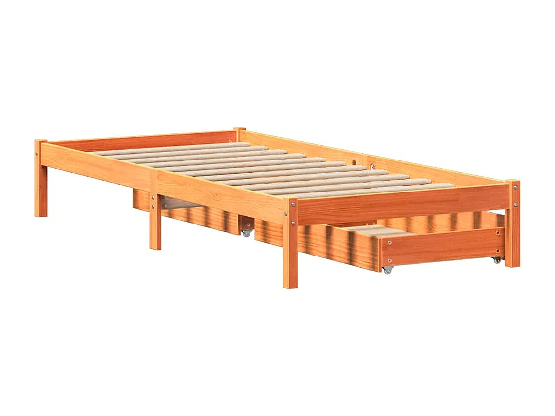 Bedframe zonder matras massief grenenhout wasbruin 90x200 cm