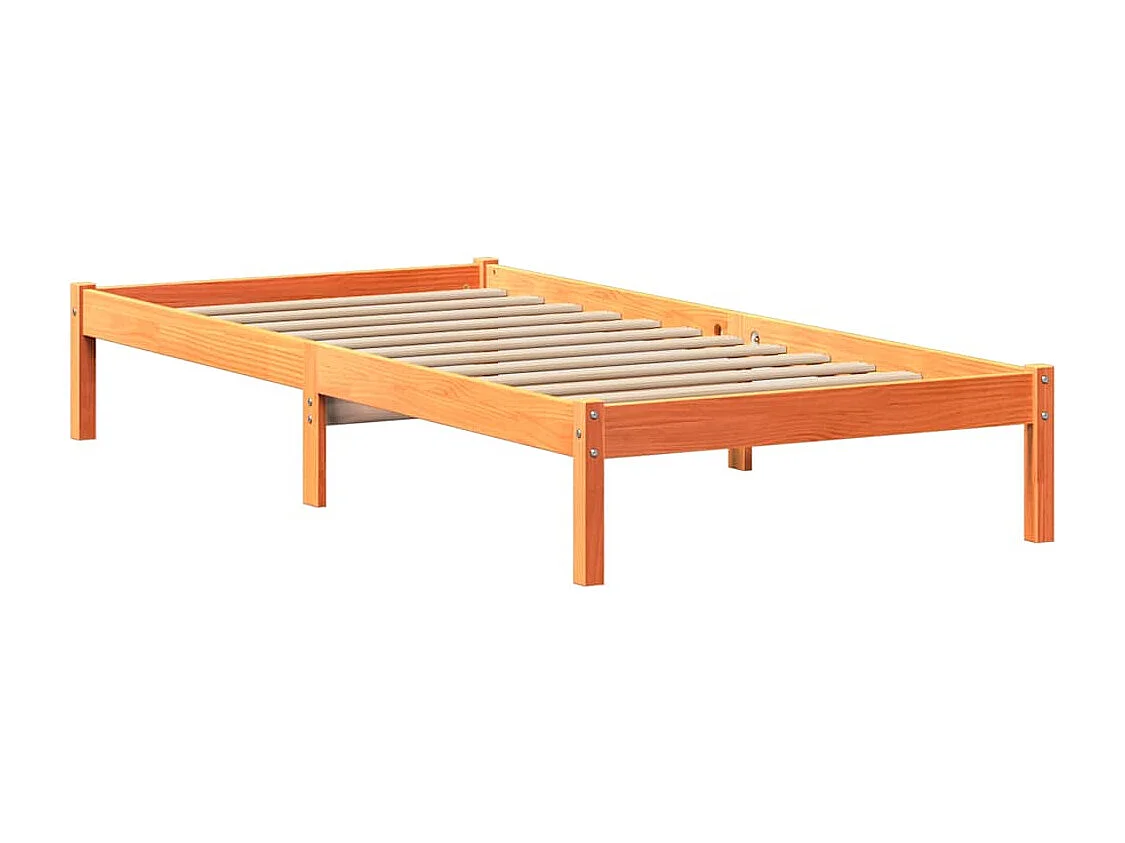 Bedframe zonder matras massief grenenhout wasbruin 90x200 cm